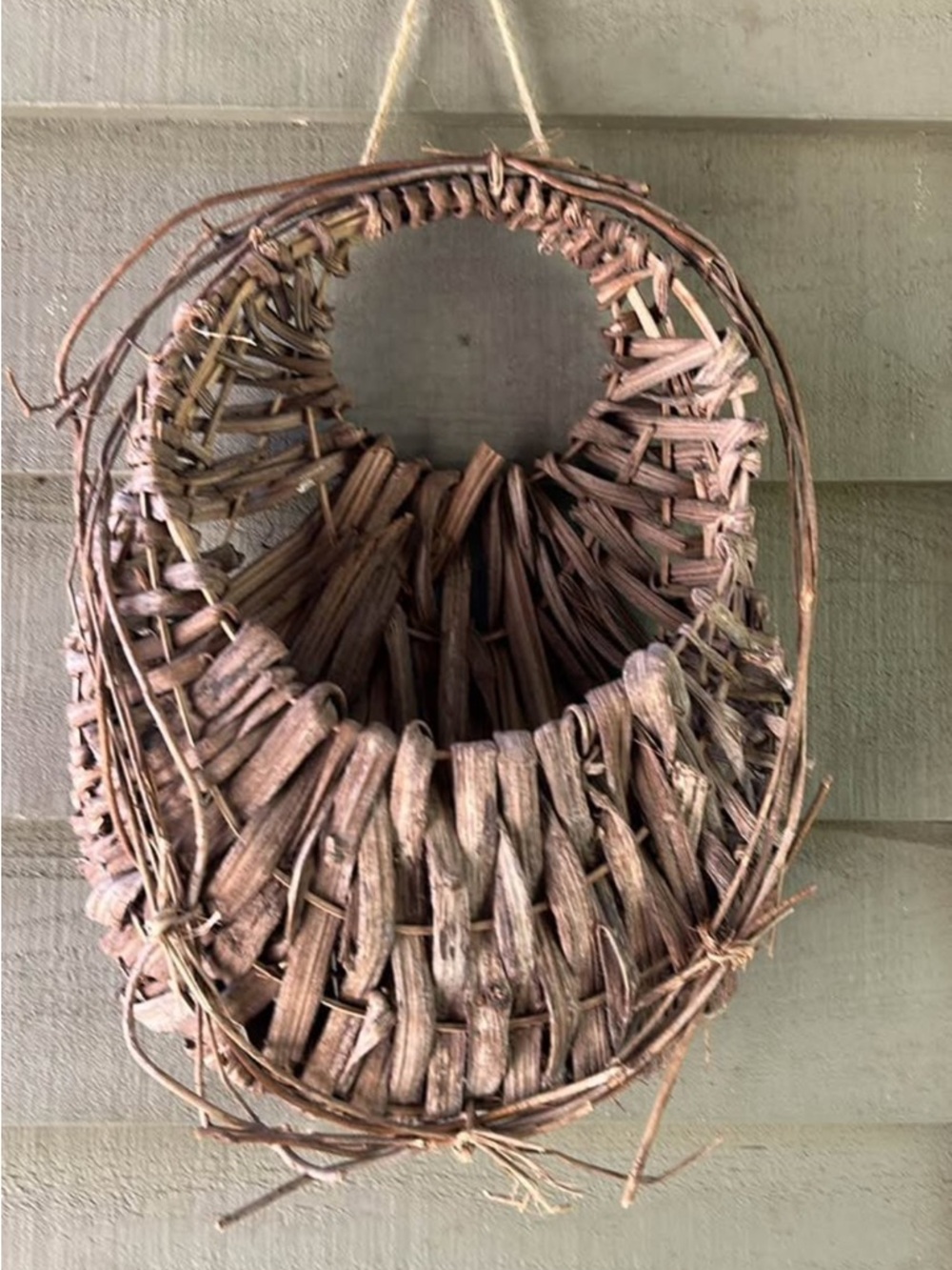 Handwoven Natural Brown Grapevine Wall Basket - Home Accents